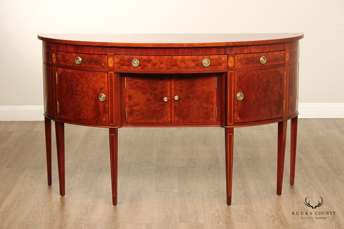 Hepplewhite Style Banded Mahogany Demilune Sideboard