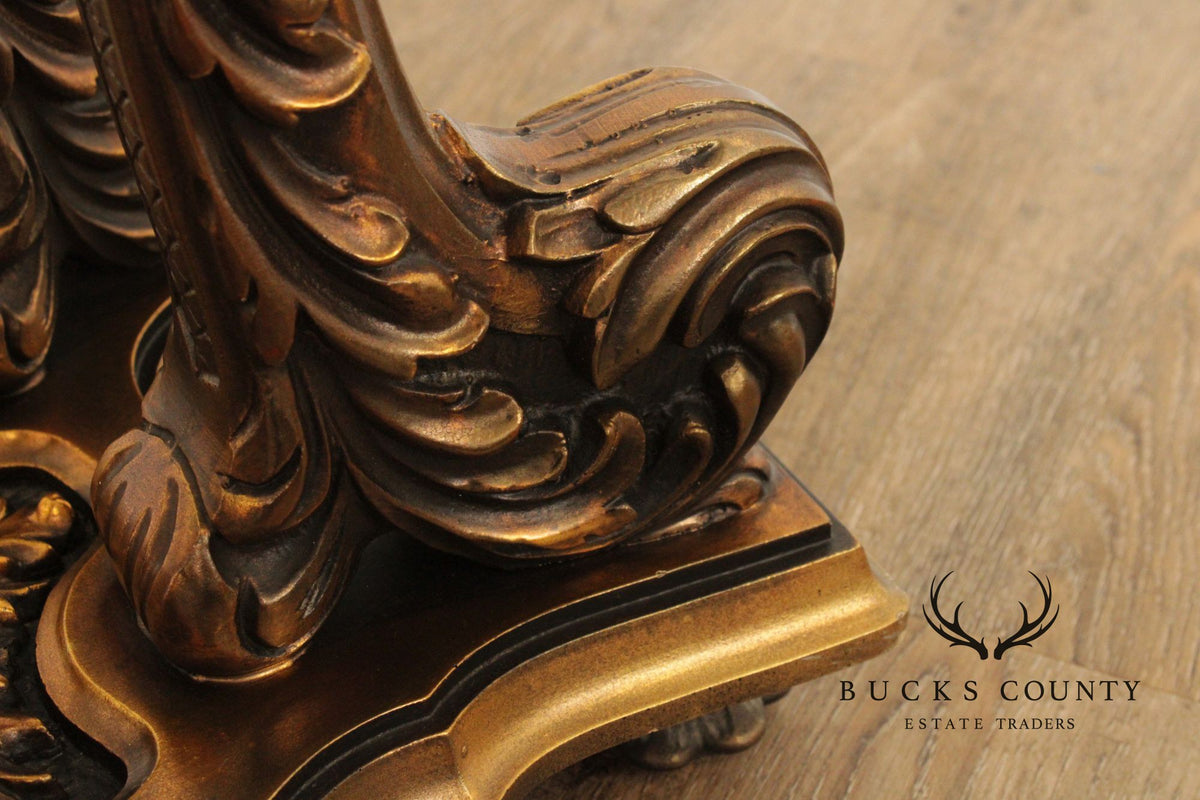 Italian Rococo Style Glass Top Giltwood Side Table