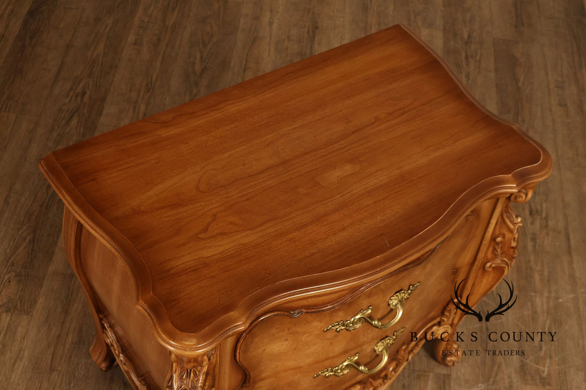 Italian Rococo Style Pair of Bombe Chest Nightstands