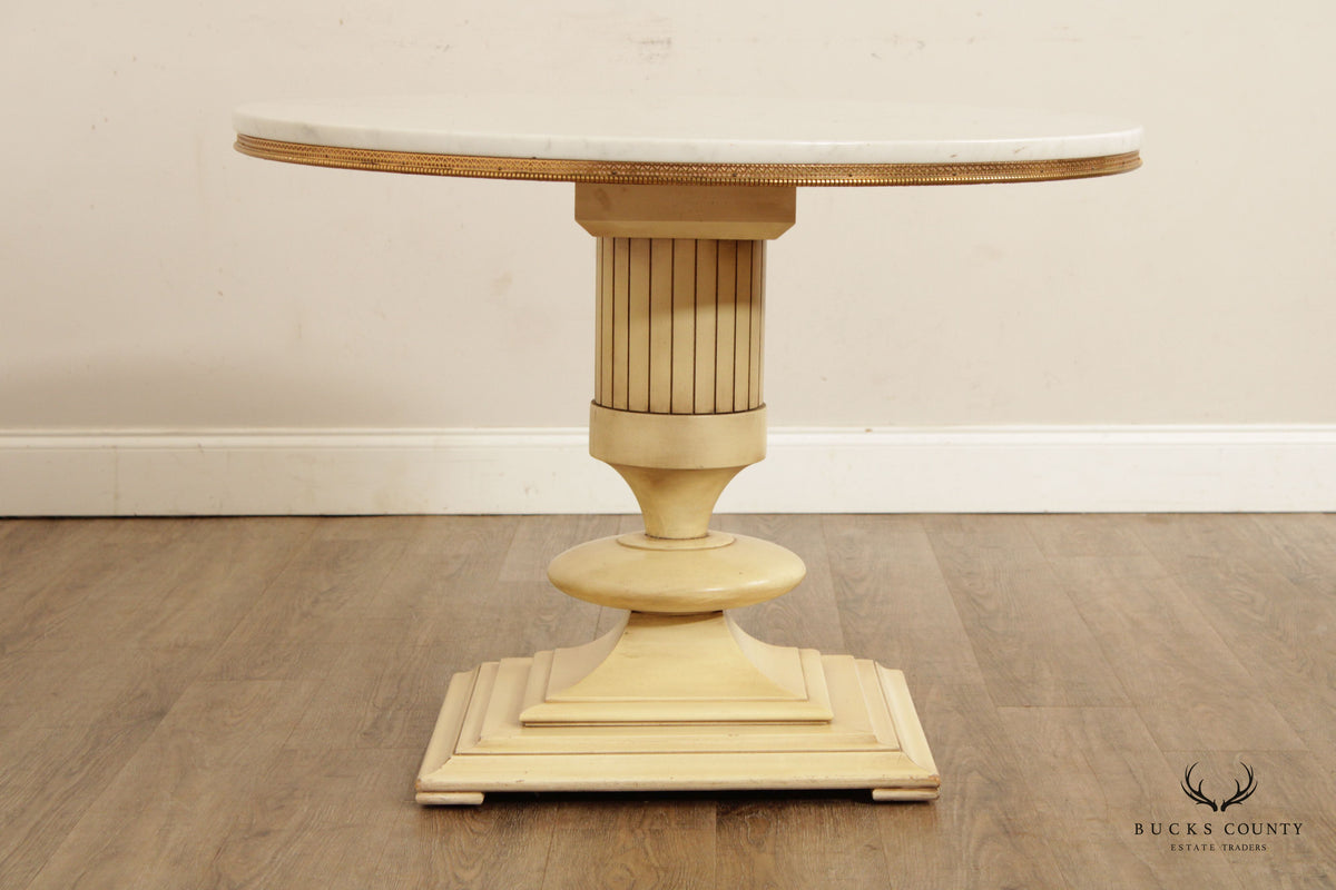American of Chicago Vintage Round Marble Top Neoclassical Style Coffee or Center Table