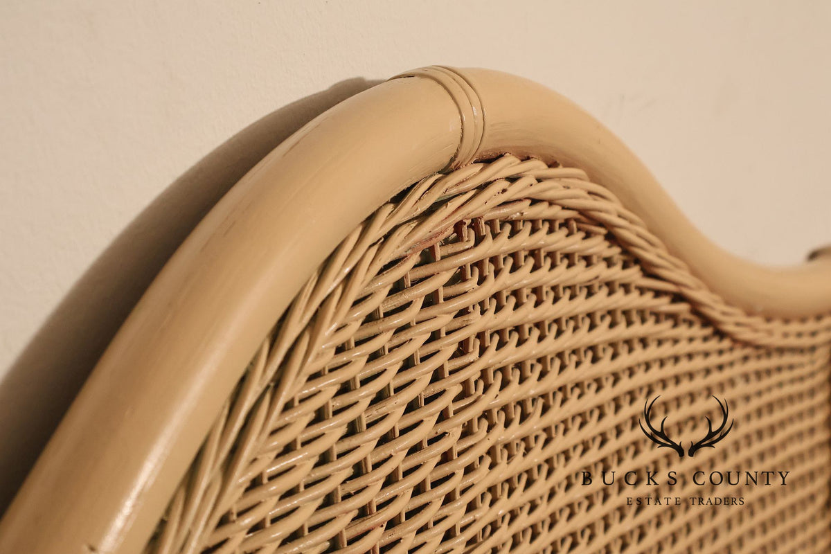 Vintage Coastal Style Pair of Twin Wicker Headboards