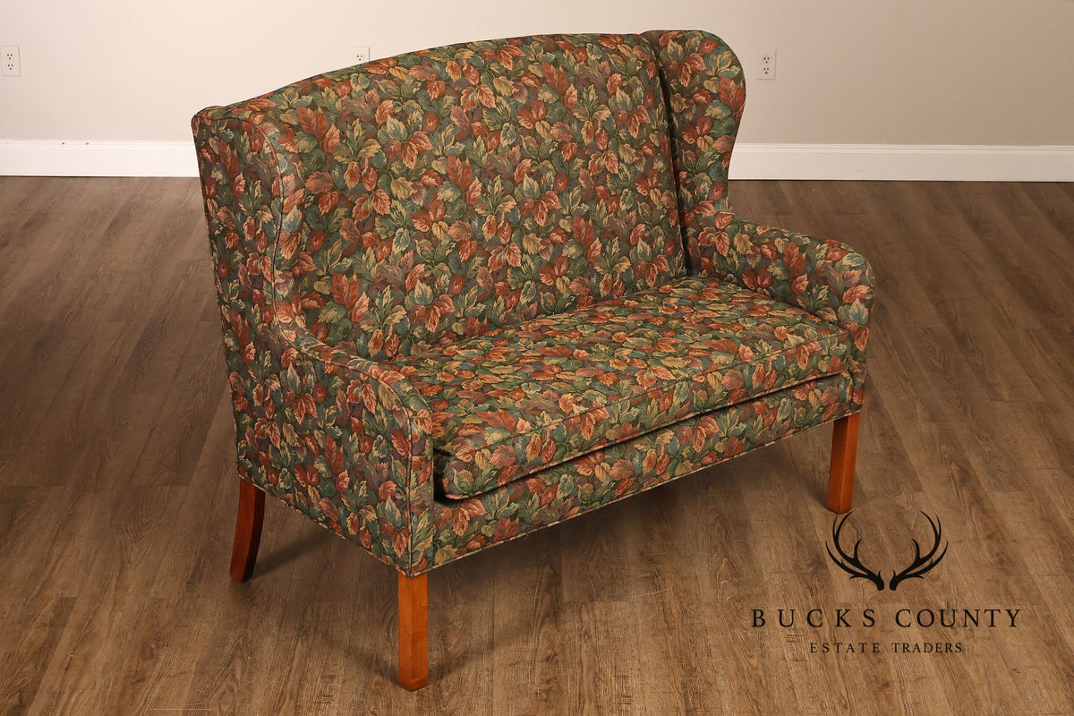 Traditional Upholstered Loveseat With Floral Fabric