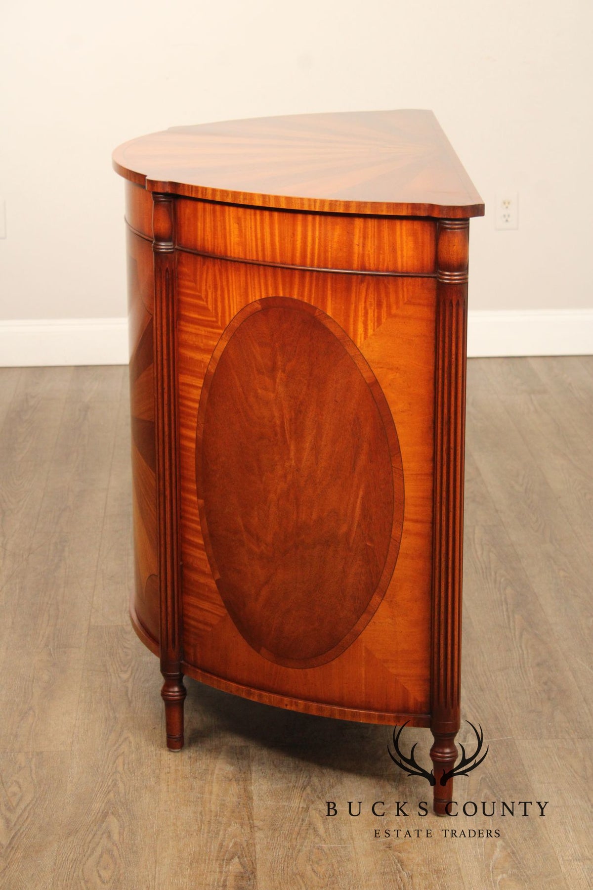 Georgian Style Demilune Cabinet With Starburst Inlay