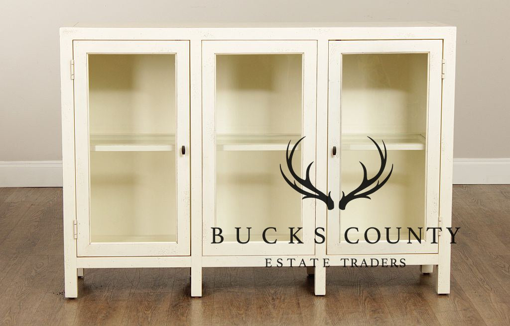 Drexel Heritage Painted Glass Door Display Bookcase Credenza