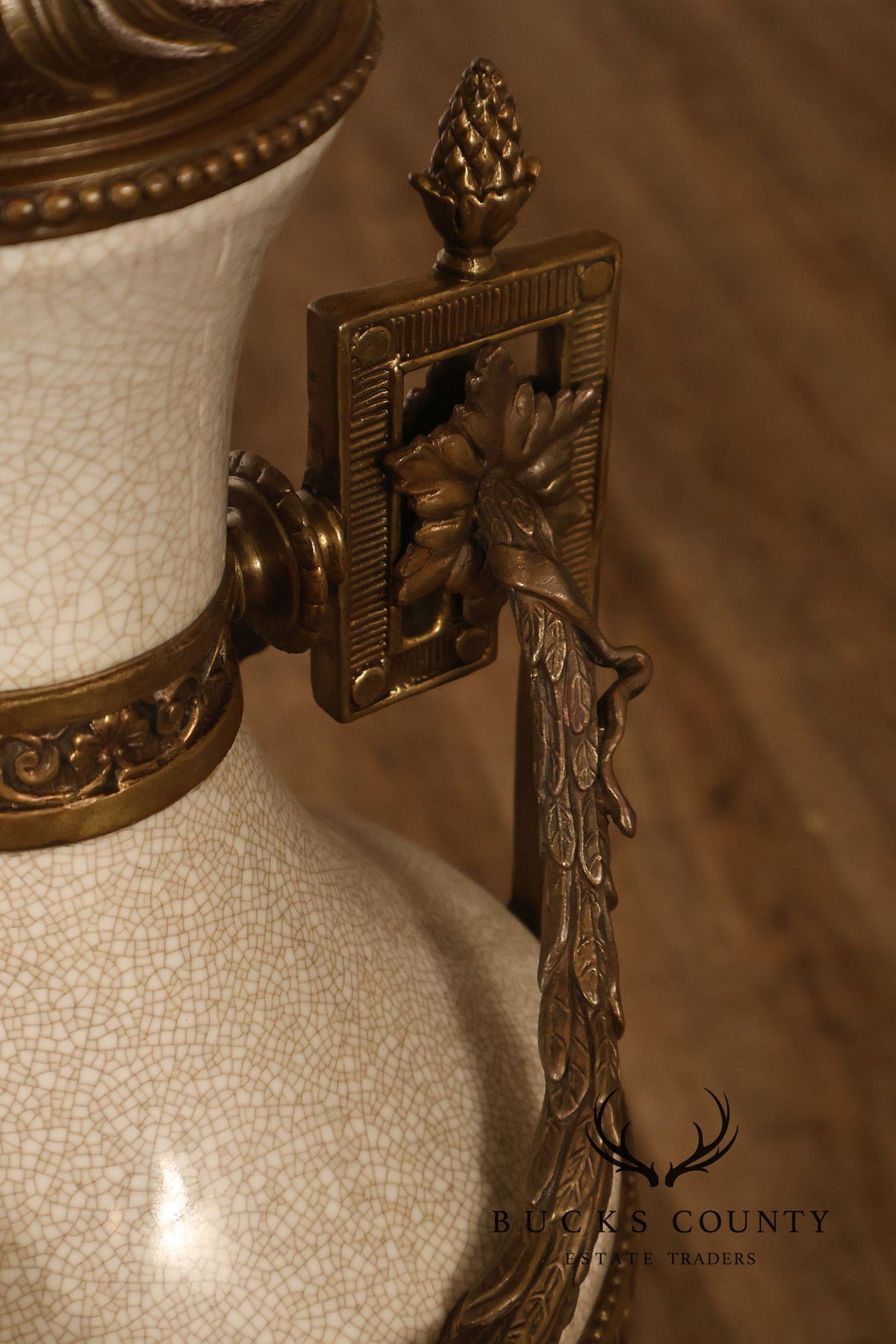 Neoclassical Style Crackle Glazed Porcelain Urn