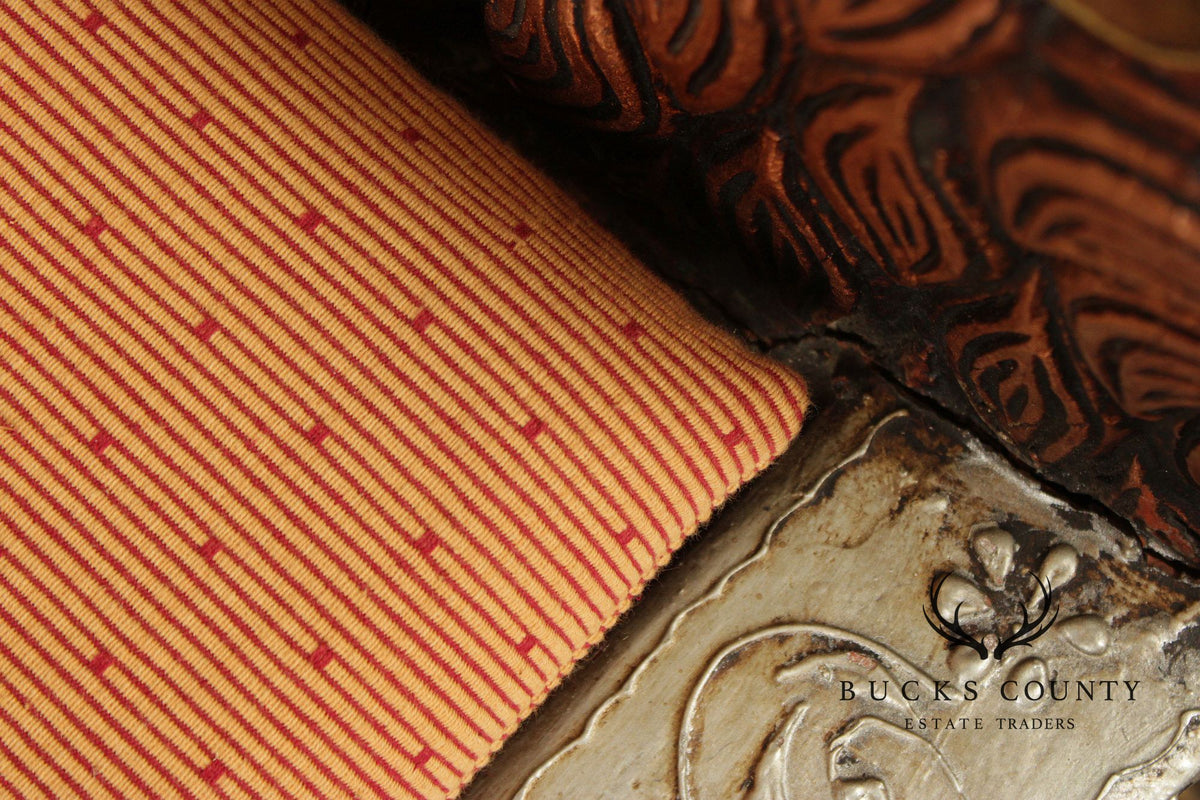 Hand Carved Painted And Gilt Lion And Peacock Motif Pair Of Throne Chairs