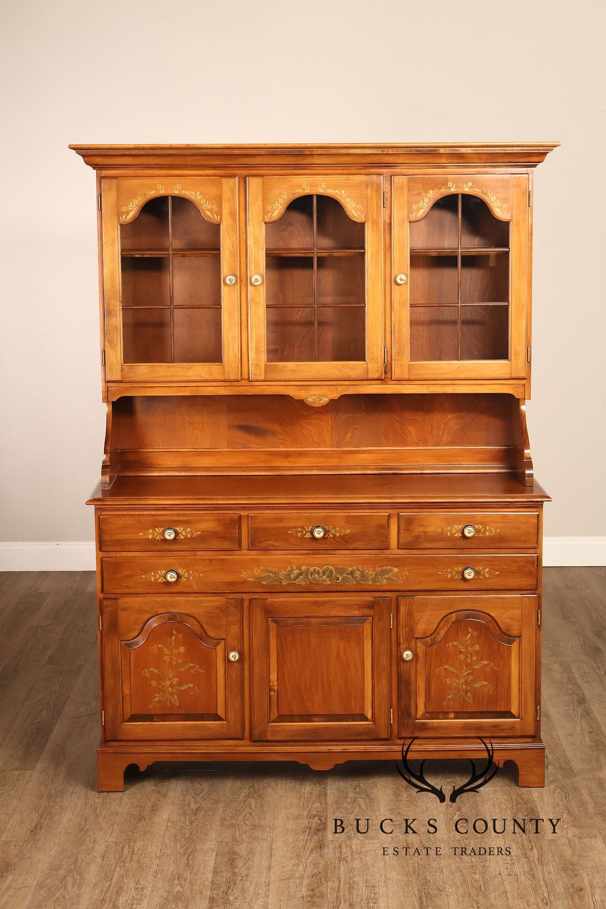 Hitchcock Two Piece Maple Step Back Hutch