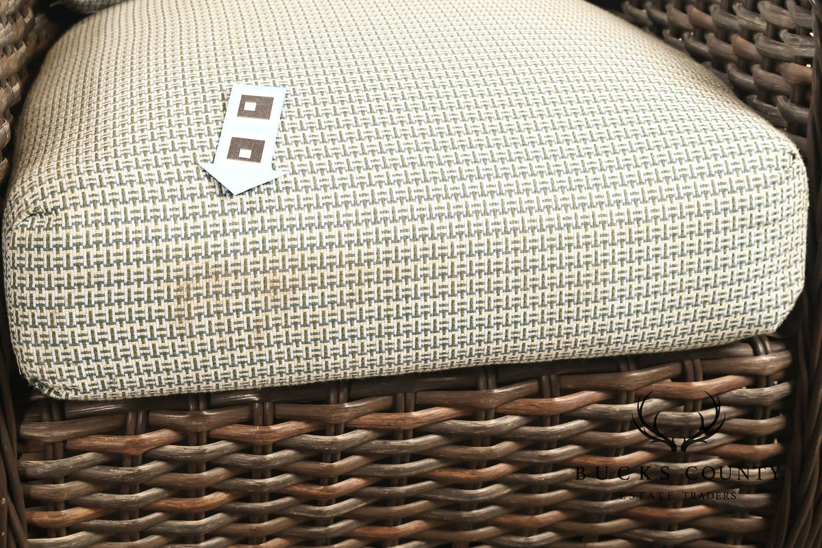 Lane Venture Pair Of Woven Wicker Outdoor Lounge Club Chairs With Cushions