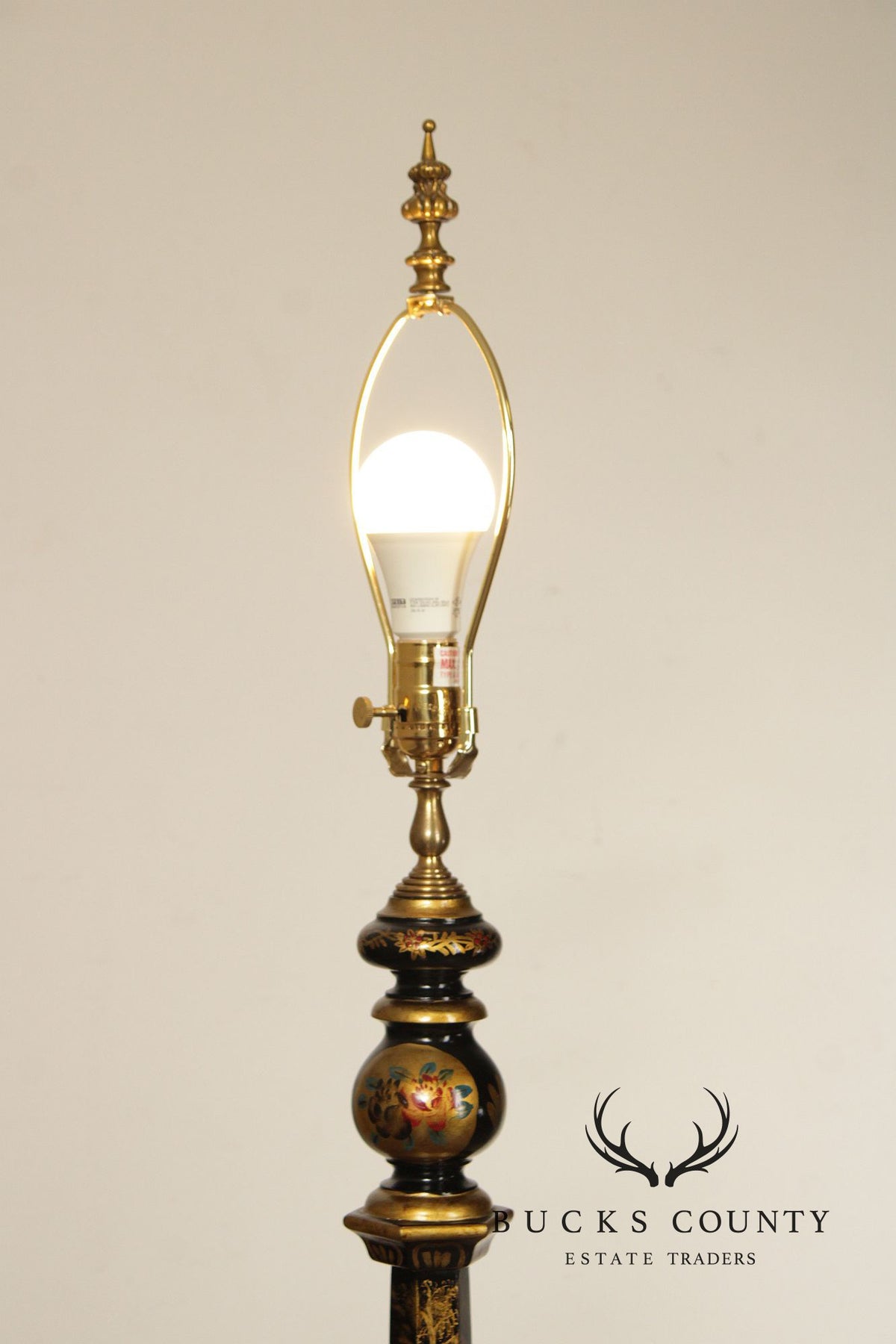 Chelsea House Chinoiserie Decorated Black Lacquer Floor Lamp