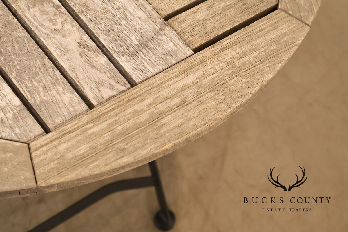 French Style Teak and Wrought Iron Five-Piece Bistro Set