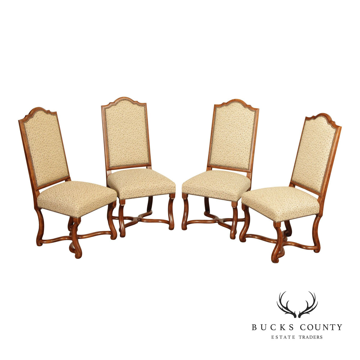 Minton-Spidell Set Of Four Os De Mouton Style 'Dauphine' Walnut Dining Chairs