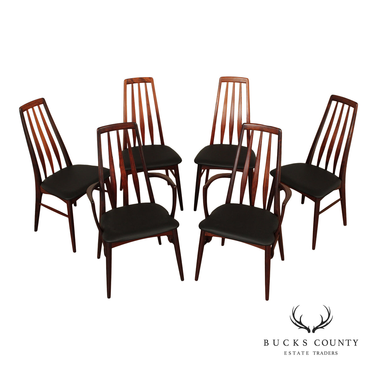 Niels Koefoed Danish Modern Set of Six Rosewood Eva Dining Chairs