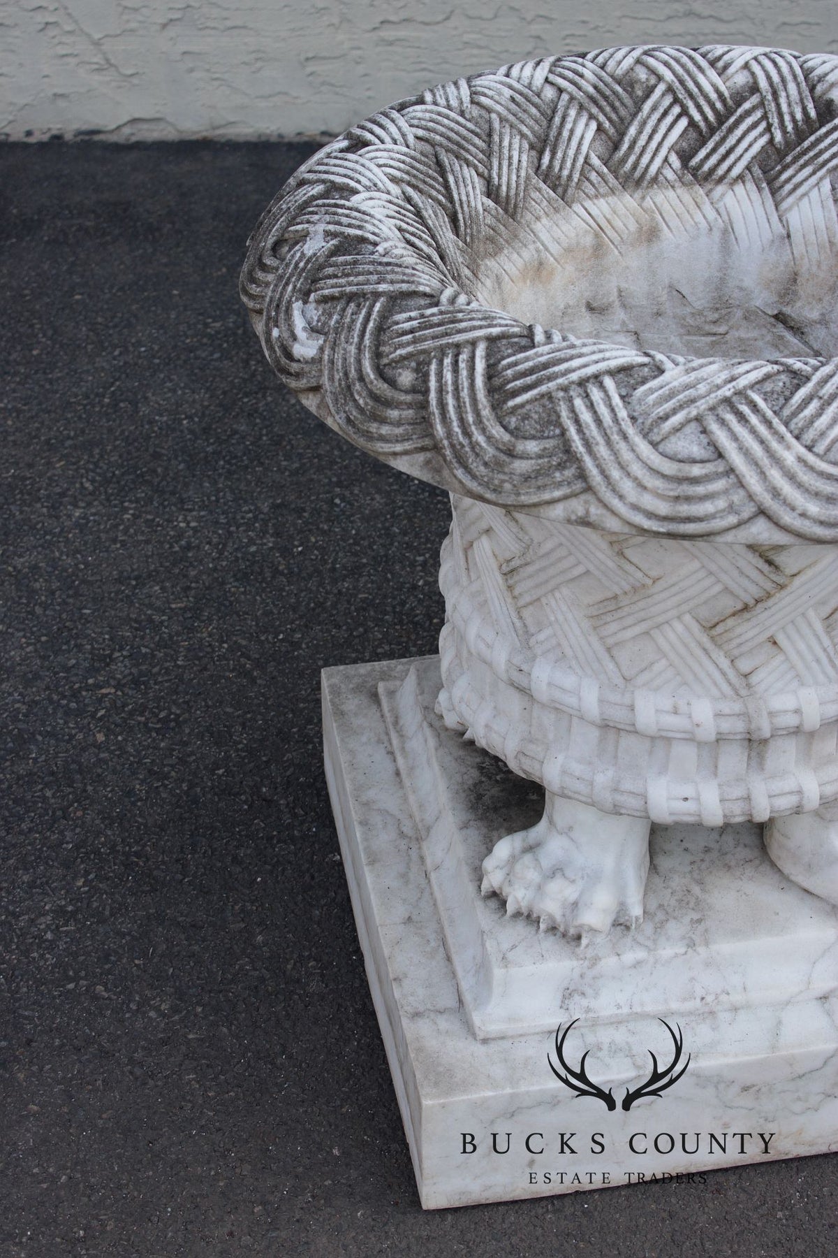 Georgian Style Large Vintage Carved Marble Garden Urn