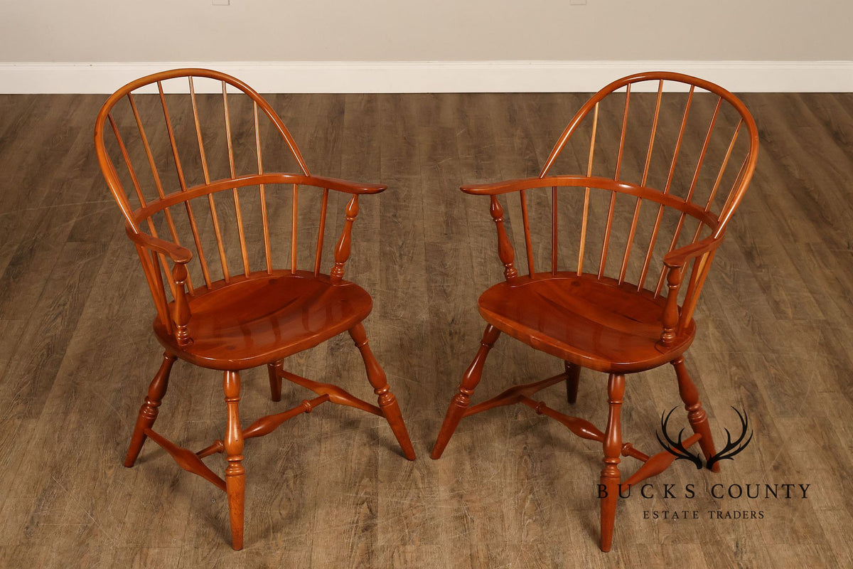 Duckloe Brothers Pair of Cherry Windsor Armchairs