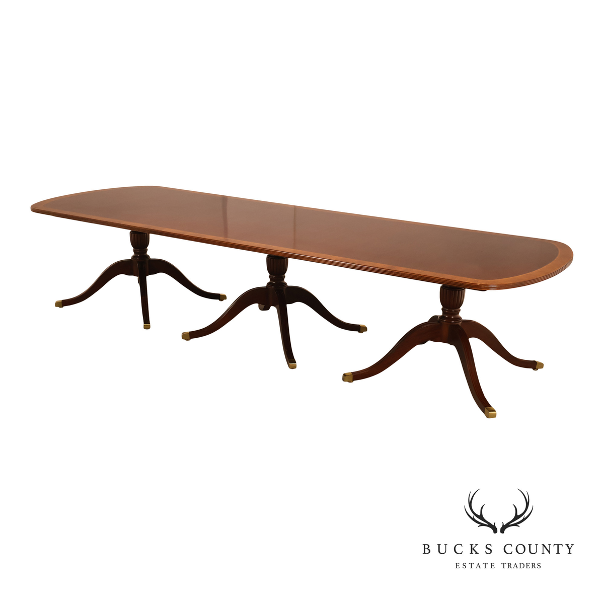 Councill Regency Style Triple Pedestal Mahogany 12' Dining Table
