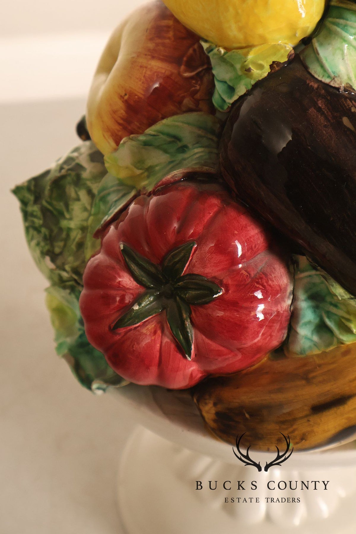 Italian Glazed Ceramic Fruit Basket Centerpiece
