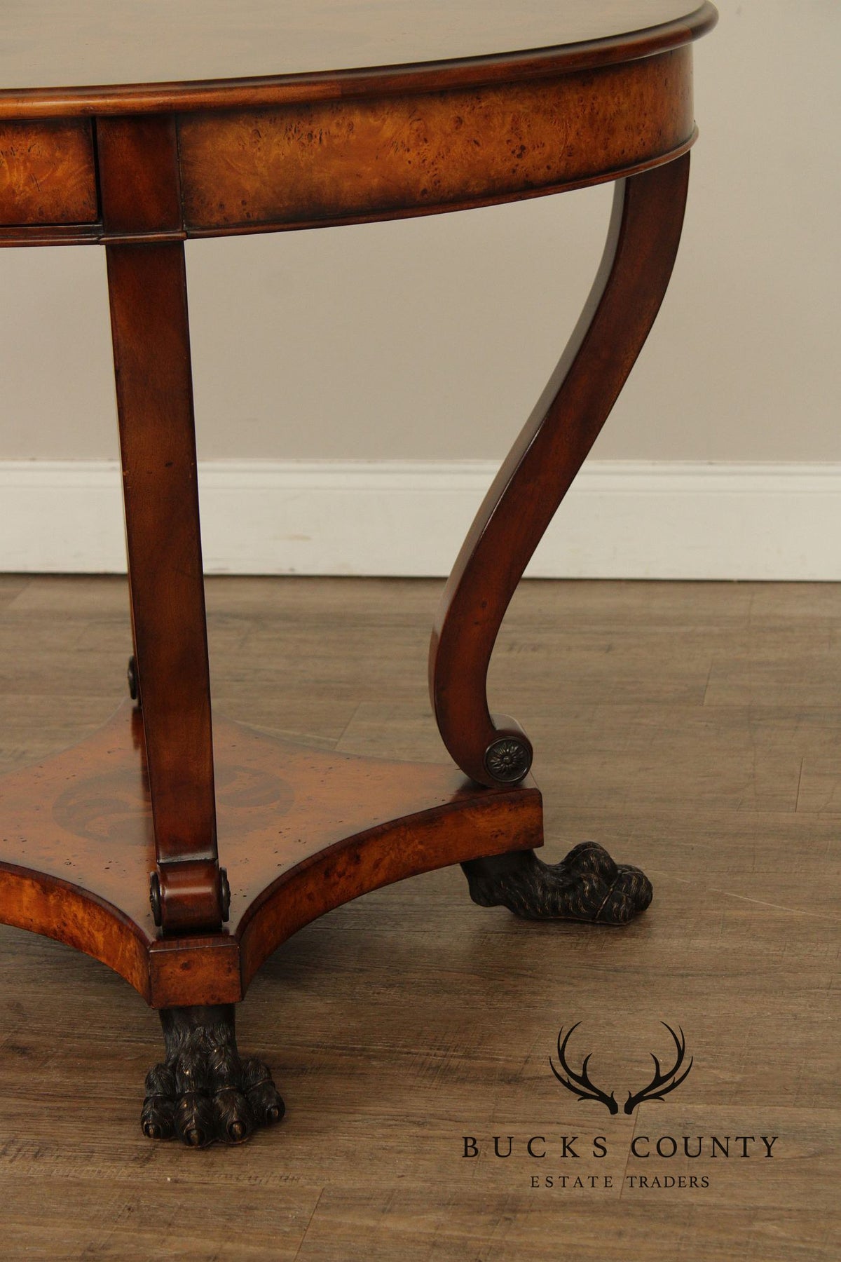 Theodore Alexander Round Inlaid Burlwood Center Table