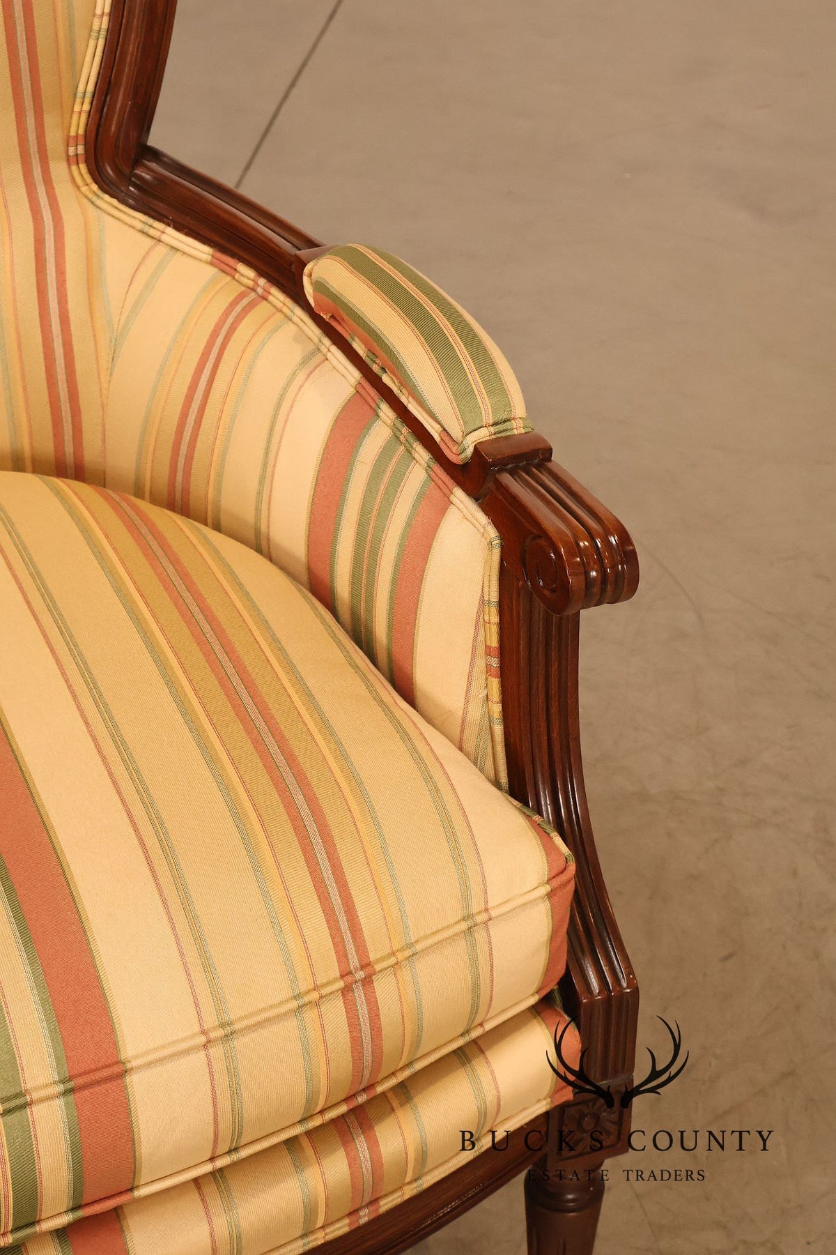 Sherrill Furniture French Louis XVI Style Pair of Bergere Armchairs