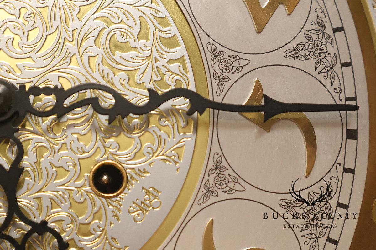 Sligh Mahogany Grandfather Clock With Triple Chime Moon Phase Dial