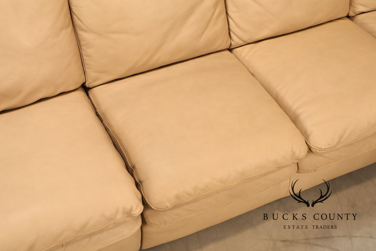 Italian Made Leather Sectional Sofa With Chaise