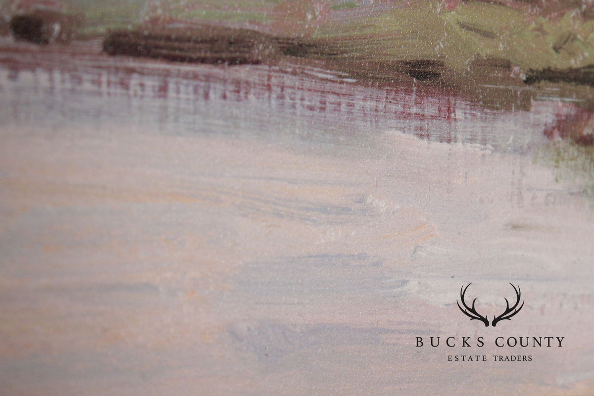 Impressionist Style Landscape Painting Riverbank