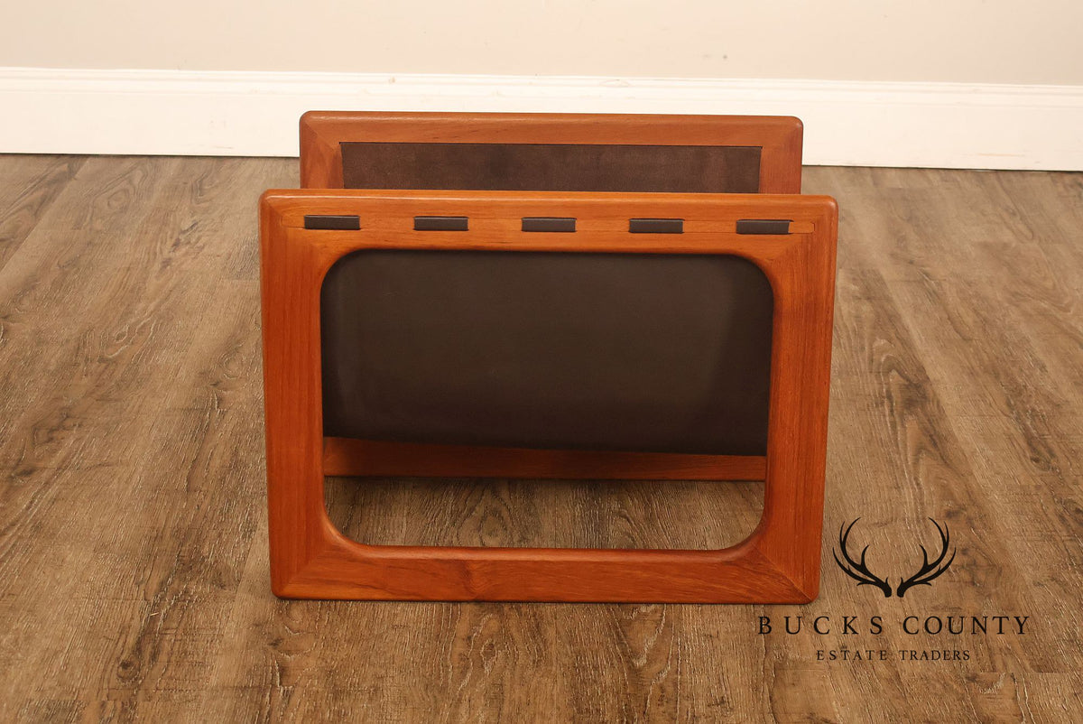 Salin Møbler Danish Modern Teak and Leather Magazine Rack