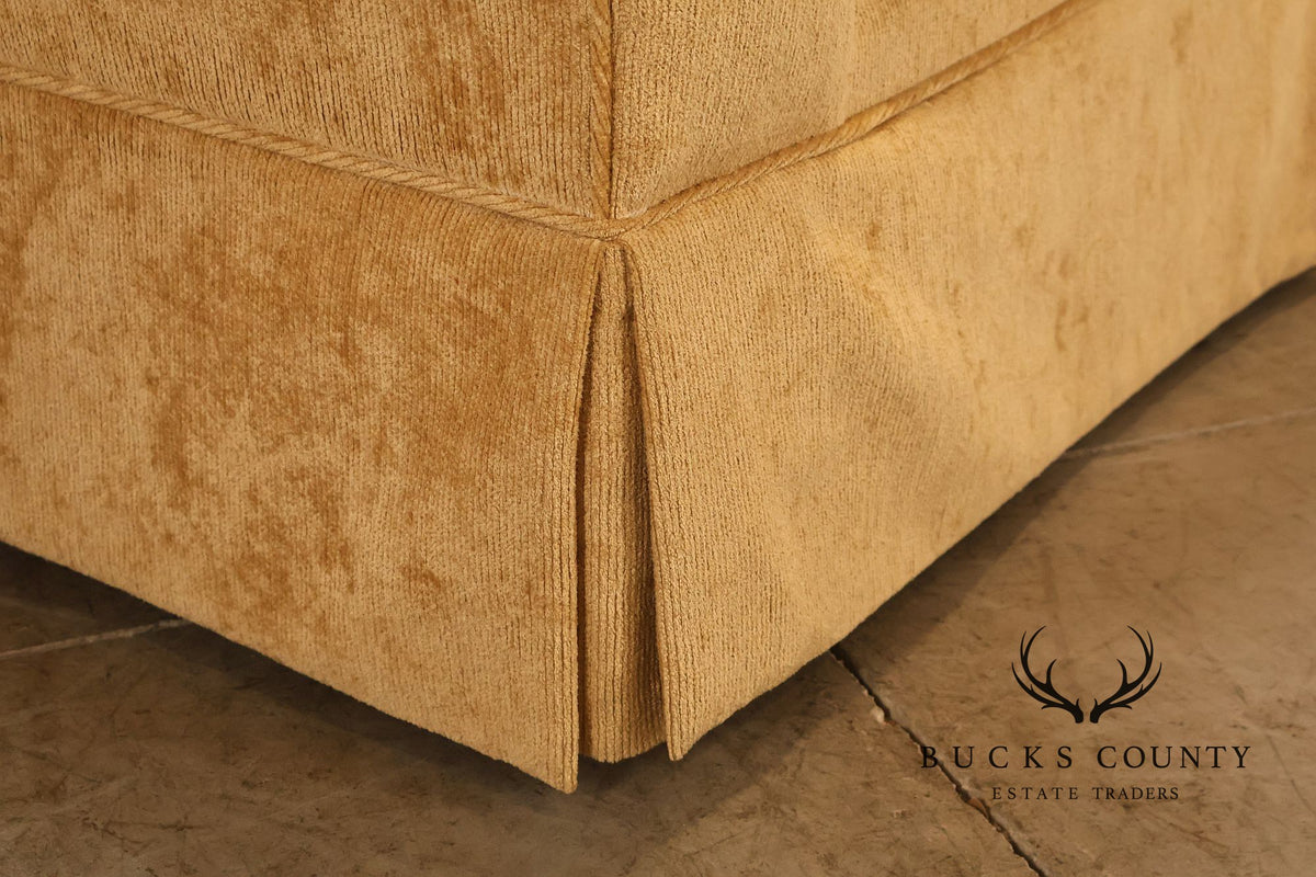 Traditional Gold Chenille Upholstered Three Cushion Sofa