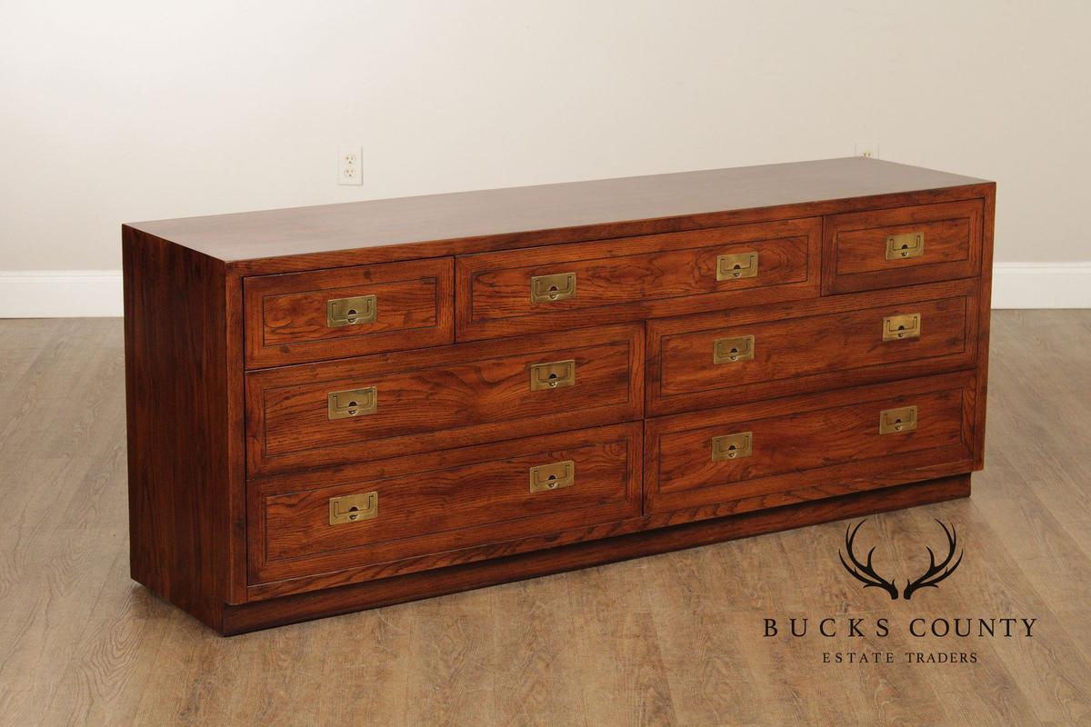 Henredon 'Scene One' Campaign Style Walnut Chest of Drawers