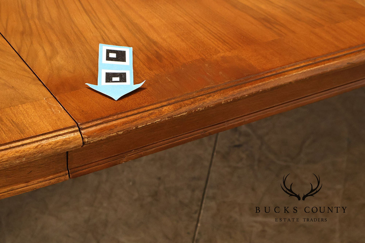 Neoclassical Style Walnut Double Pedestal Dining Table