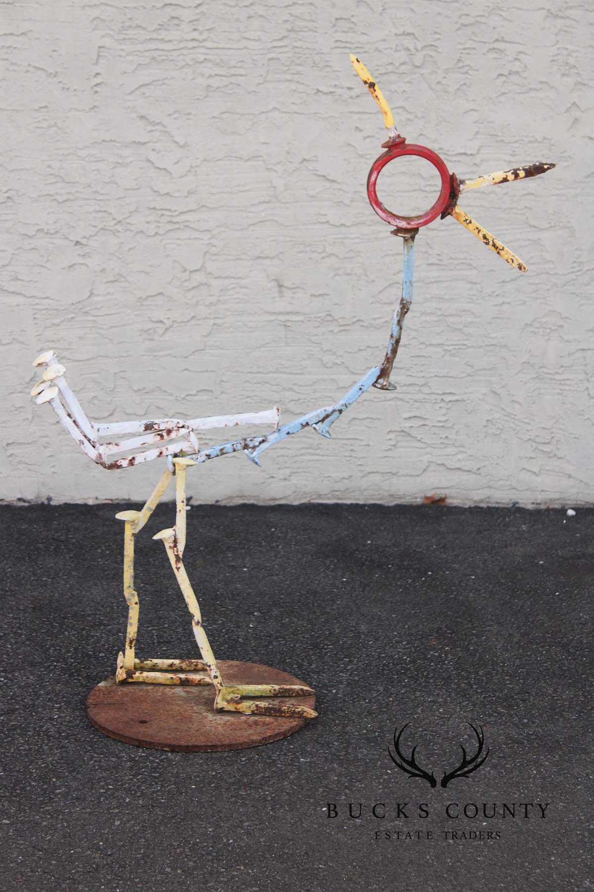 Industrial Metal Rooster Sculpture Garden Statue