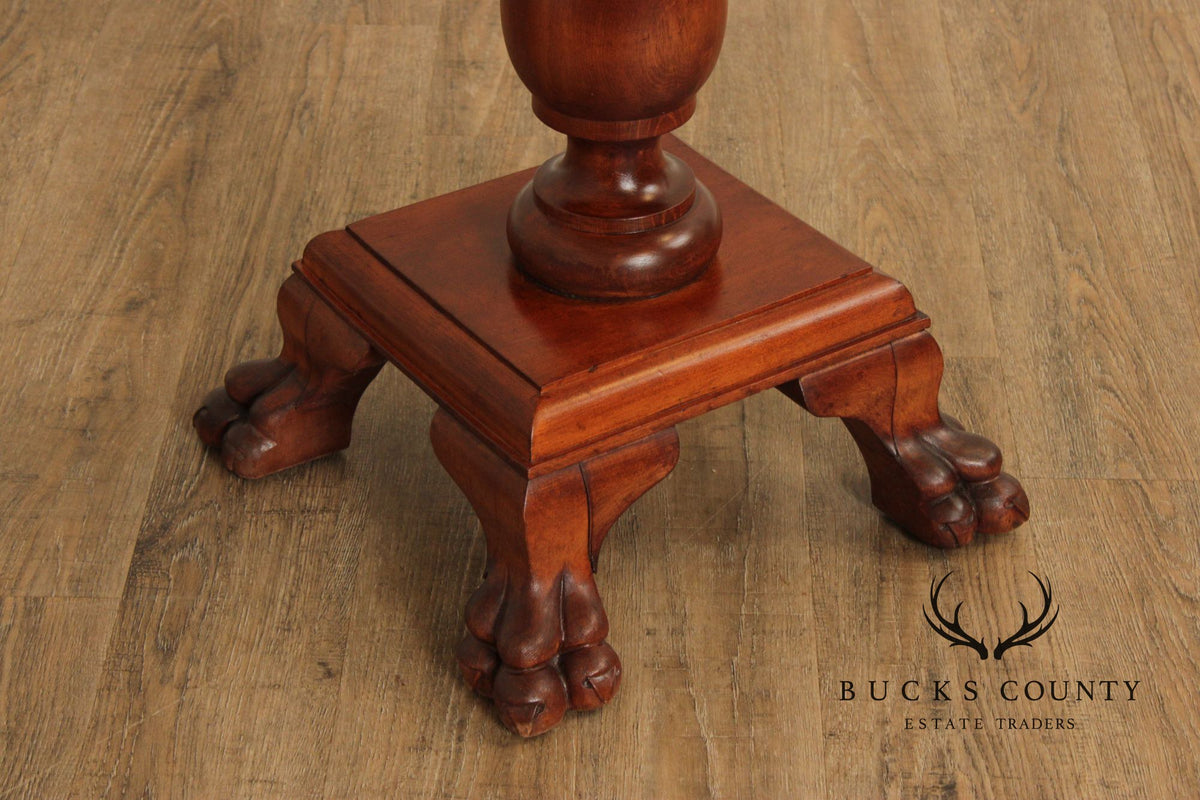 Traditional Mahogany Pedestal Plant Stand with Claw Feet