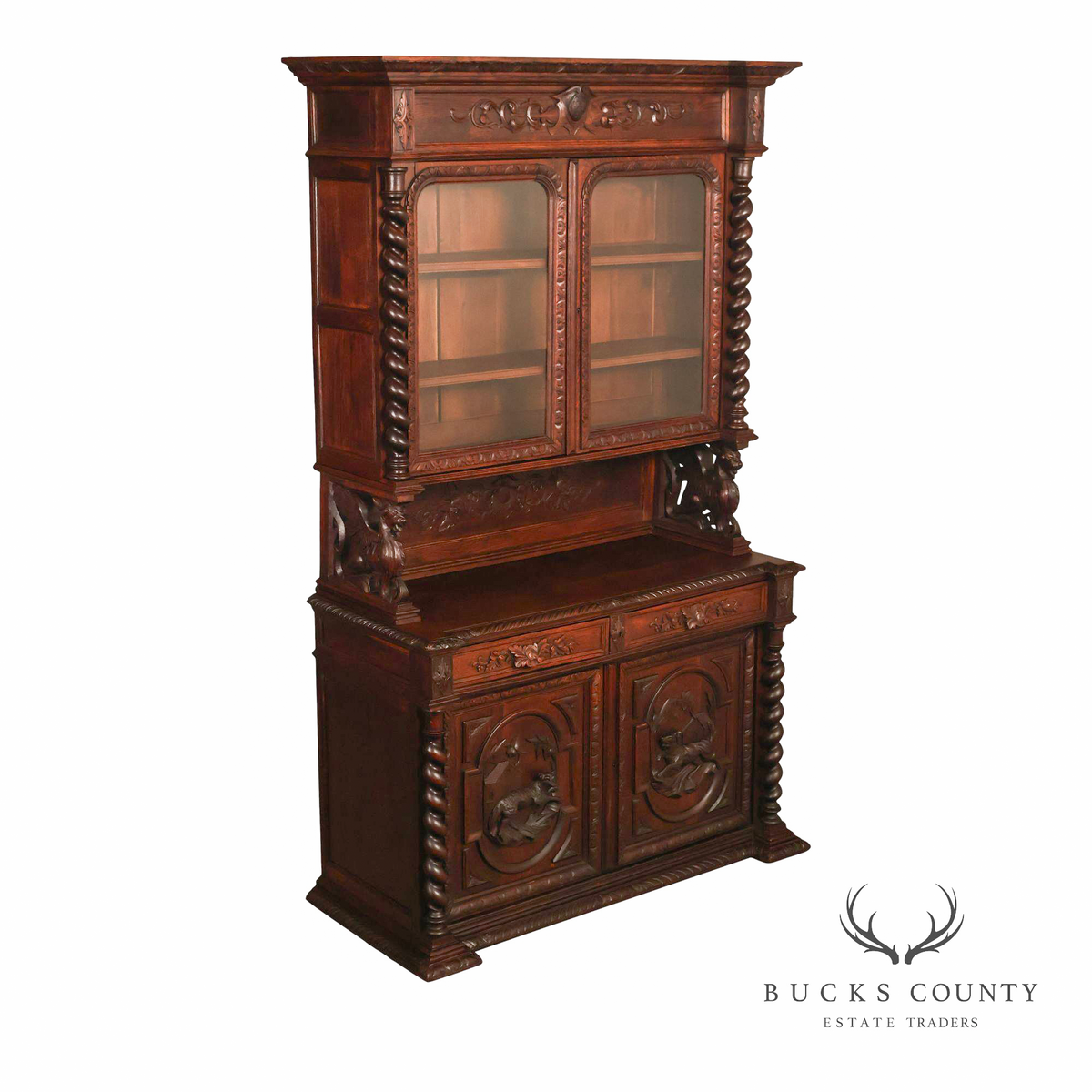 French Renaissance Revival Carved Oak Buffet