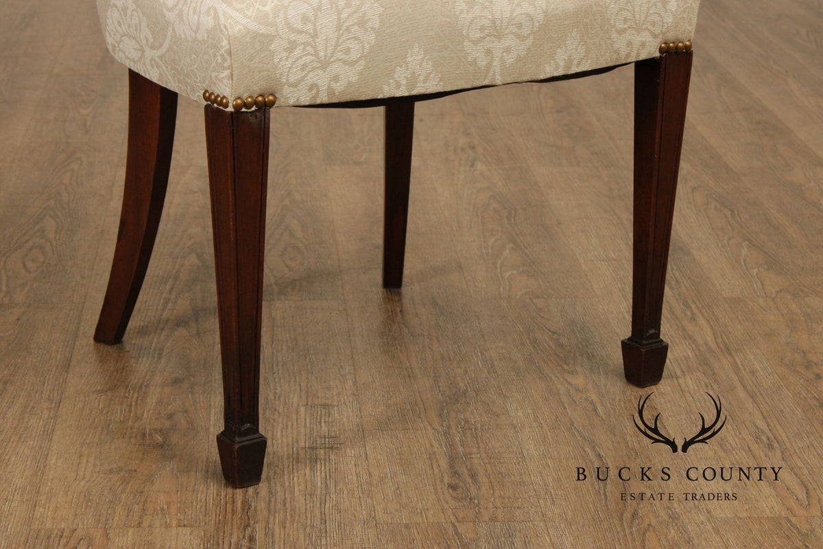Hepplewhite Style Custom Quality Set Of Eight Carved Shield Back Dining Chairs