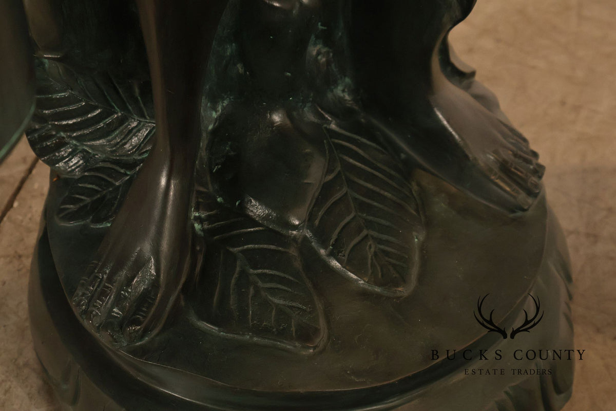 Asian Style Bronze Water Carrier Figural Sculpture