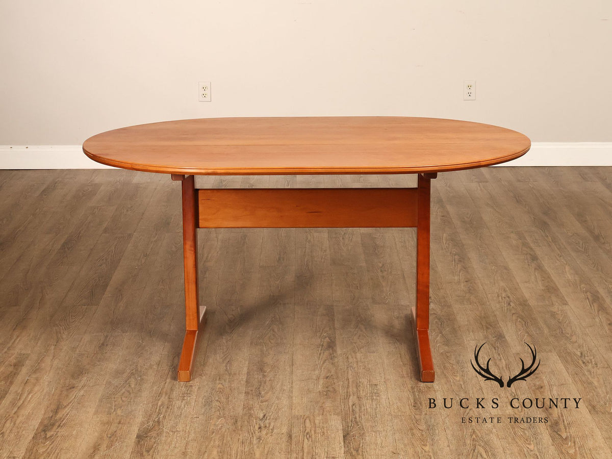 Mid Century Modern Oval Wood Dining Table With Trestle Base