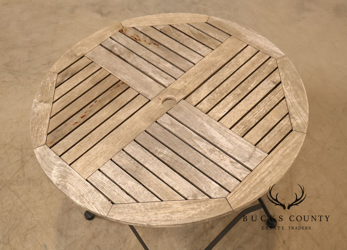 French Style Teak and Wrought Iron Five-Piece Bistro Set
