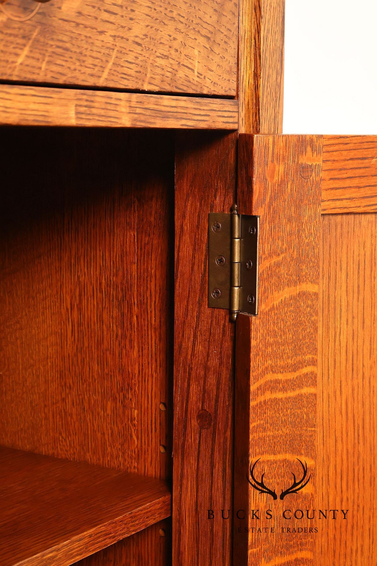 Stickley Mission Collection Oak Harvey Ellis Inlaid China Cabinet