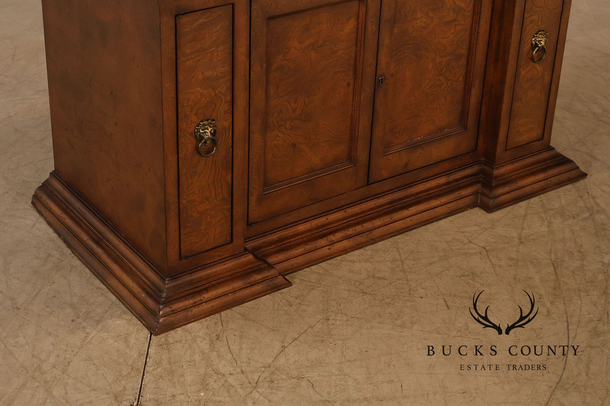 Large Classical Style Burl Wood Open Bookcase With Corinthian Columns
