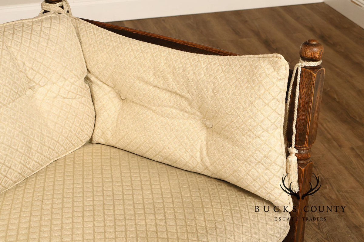 French Country Style Carved Oak Frame Three Seat Sofa