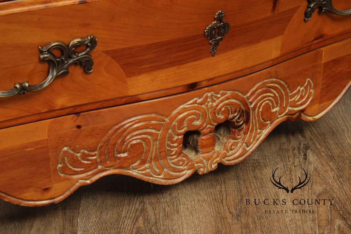 French Country Style Marble Top Pine Commode