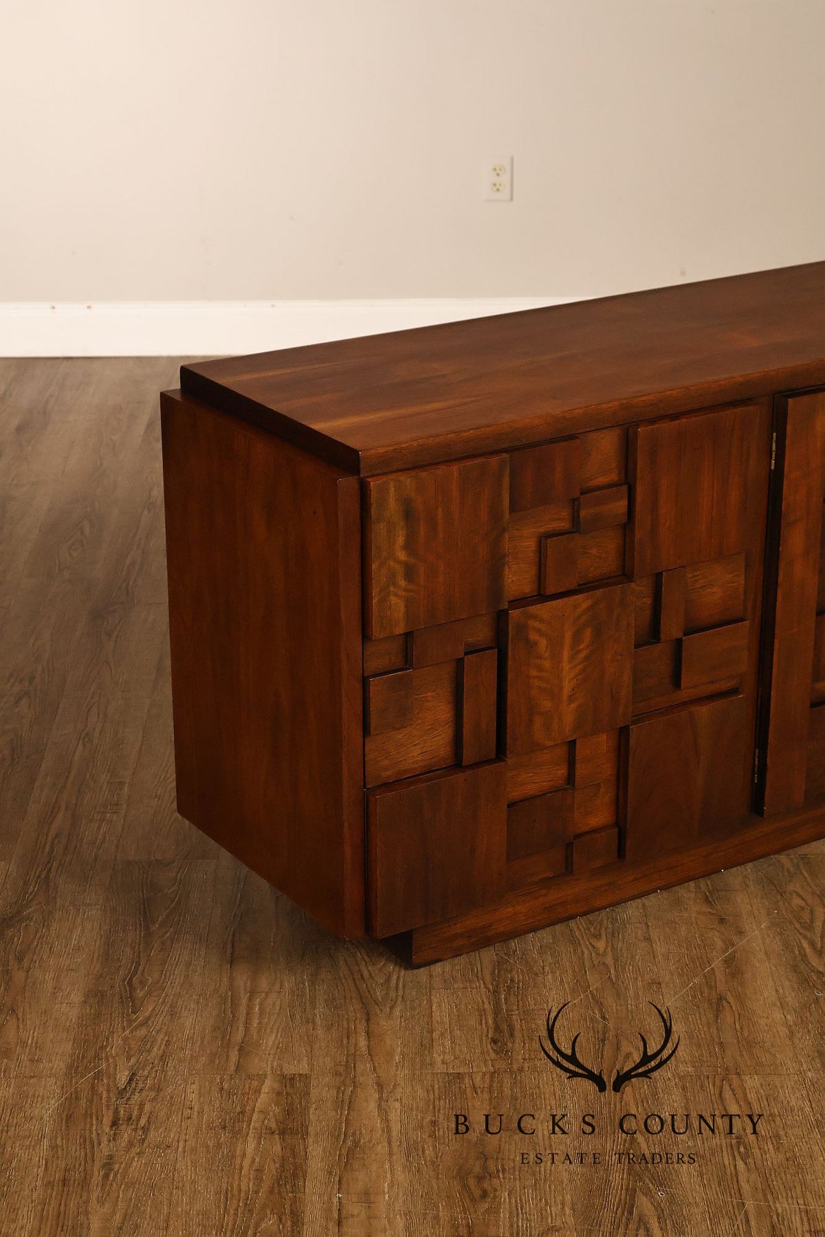 Vintage Lane Mid-Century Modern Brutalist Walnut Dresser