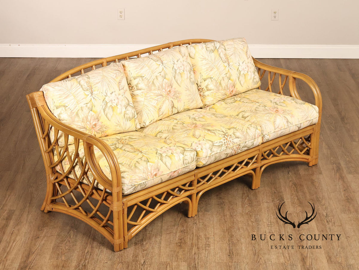TradeWinds Rattan Sofa With Upholstered Cushions