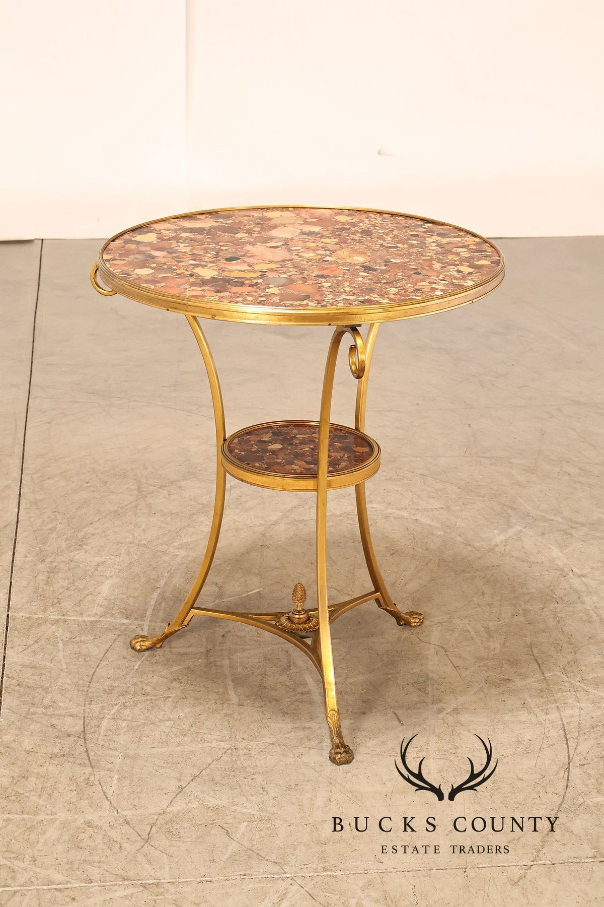 Neoclassical Style Pair of Marble Top Gueridon Side Tables