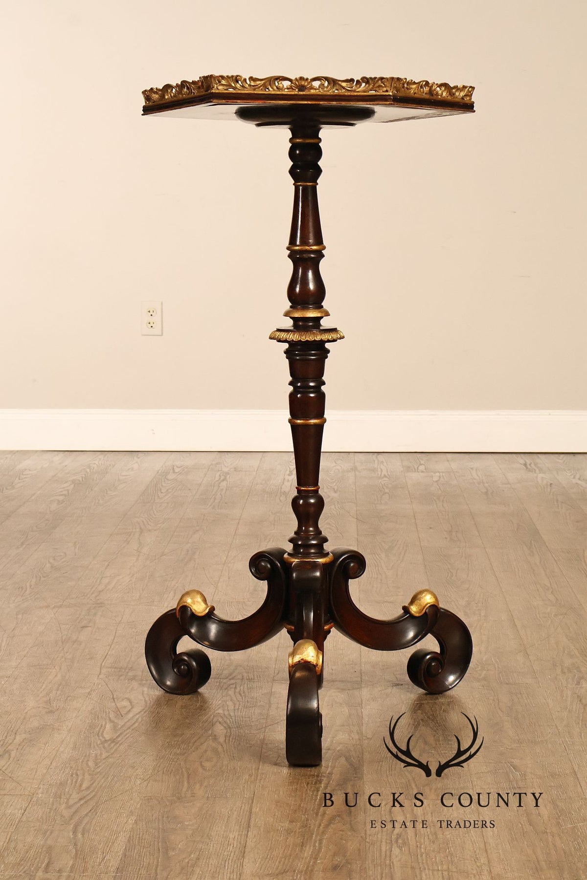 Italian Regency Style Mahogany And Gilt Pedestal Plant Stand