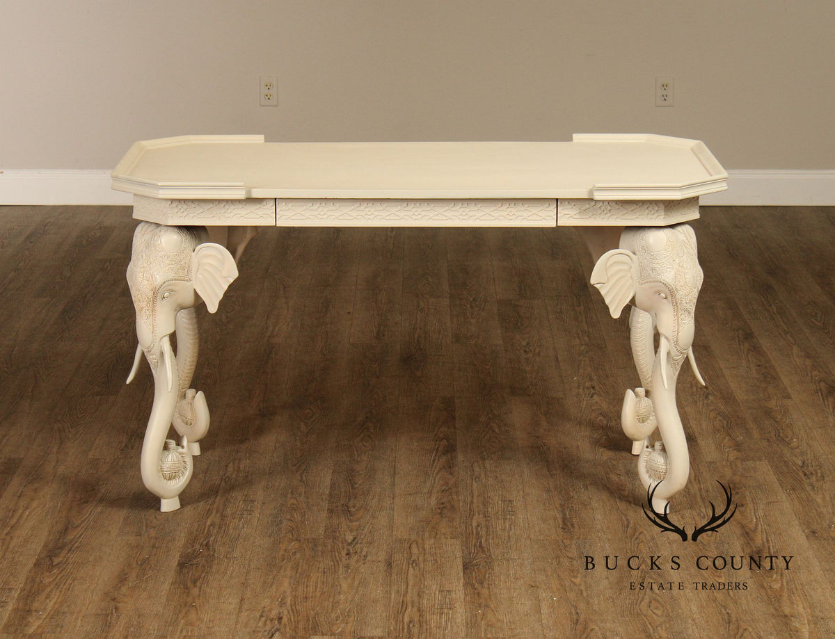 Hollywood Regency Painted Elephant Head Writing Desk