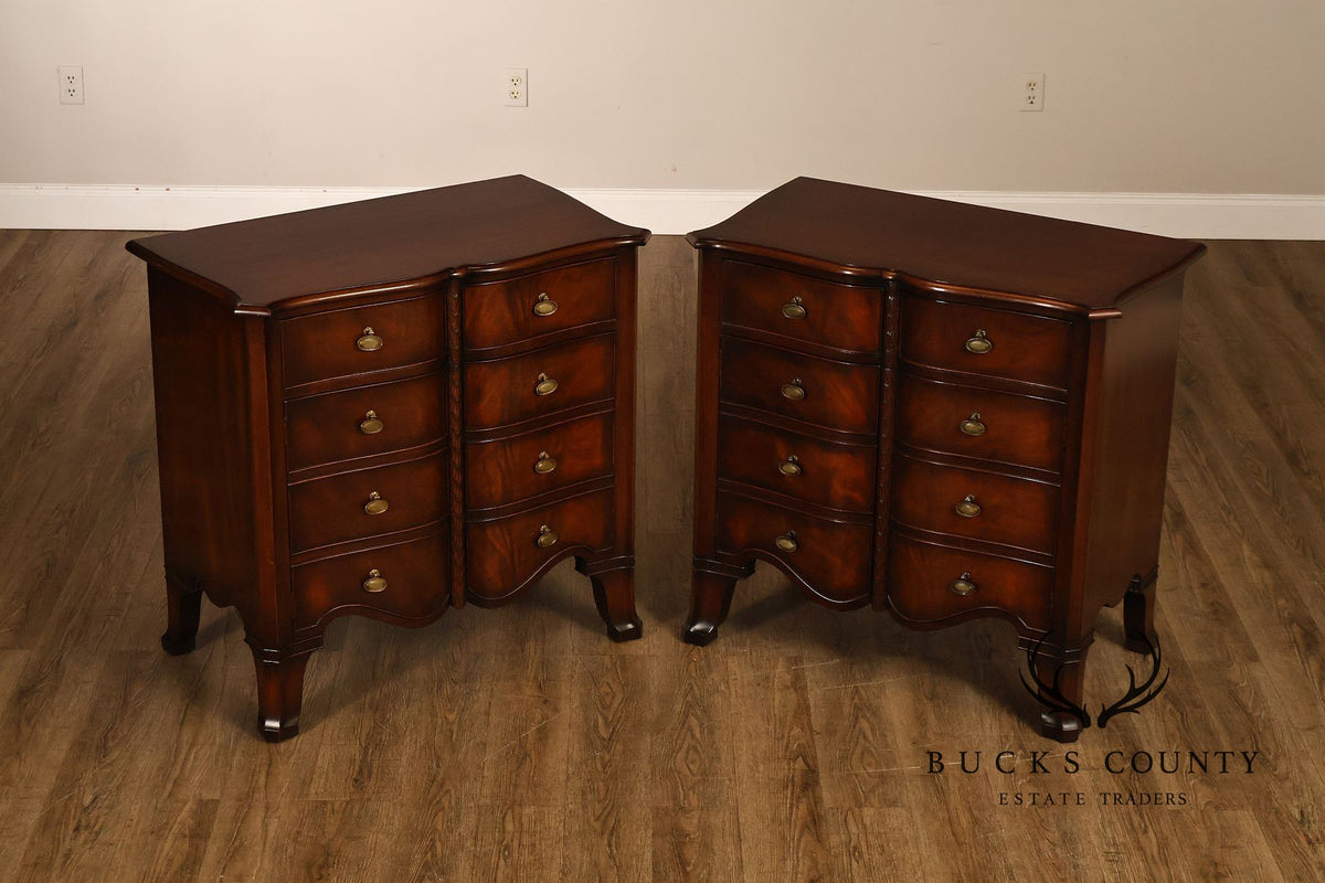 Traditional Mahogany Pair Of Bow Front Two Drawer And Two Door Cabinets