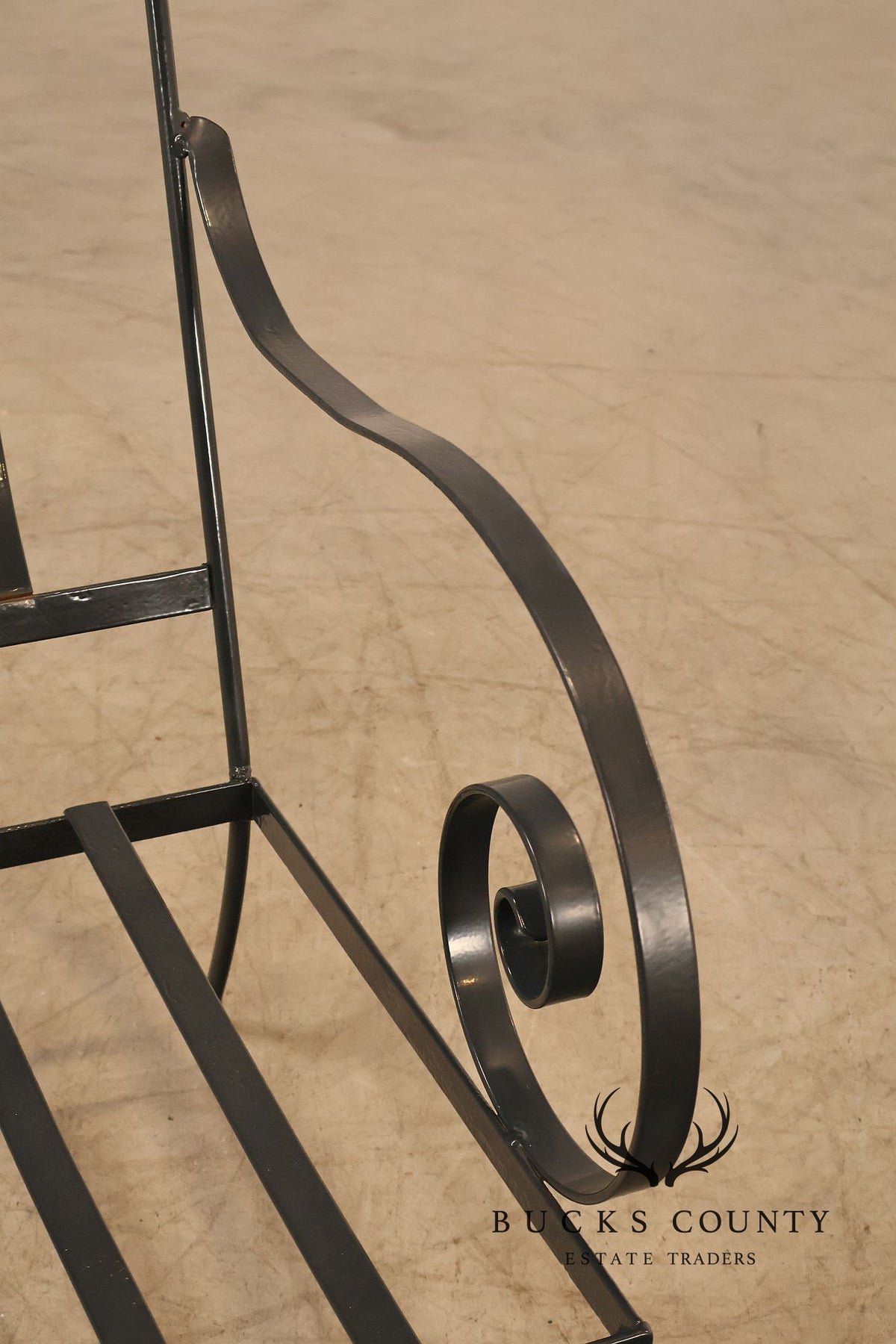 Vintage Pair of Wrought Iron Scroll Arm Lounge Chairs