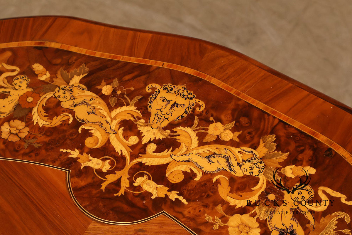 Italian Baroque Style Marquetry Inlaid Center Table