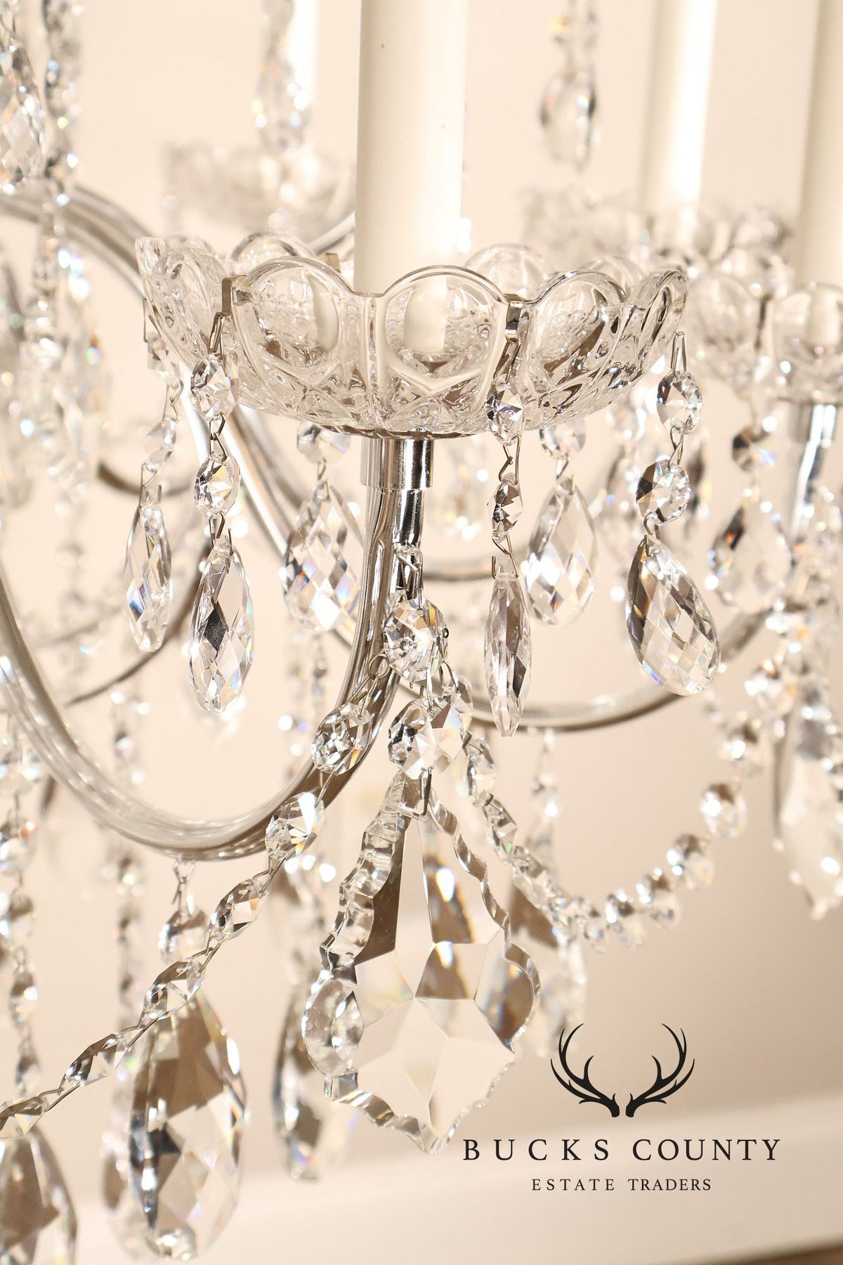Schonbek Twenty-Light Crystal Two-Tier Polished Silver Chandelier