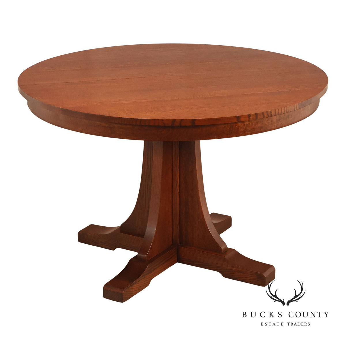 Stickley Mission Collection 46" Round Oak Pedestal Dining Table